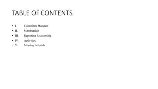 Table of Contents Vision i Mission ii Mandate iii Function iv Panunumpa.
